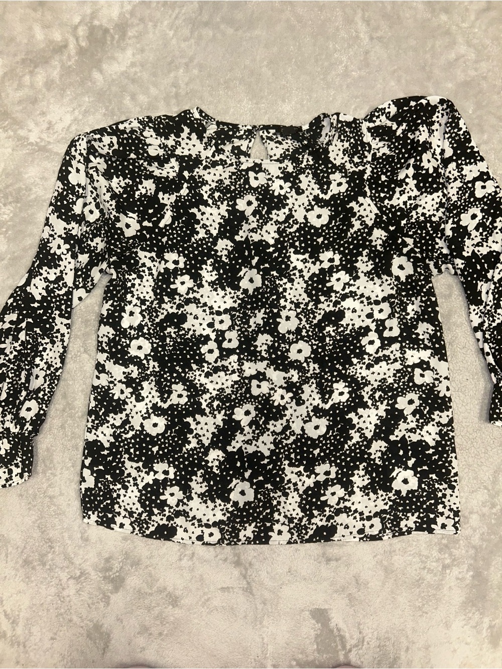 Ann Taylor Black and White Floral Blouse